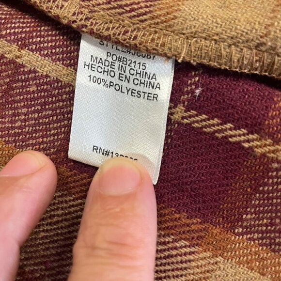 Entro Women's Plaid Sleeveless Cardigan Open Front Wine/Tan Size Small Fringe - Picture 8 of 8